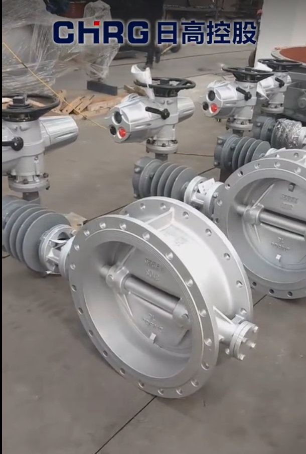 Electric high-temperature three eccentric hard sealed butterfly valve
